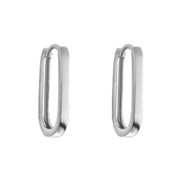 B176 BEAUTIFUL MINIMALIST STERLING SILVER RECTANGLE HOOP EARRINGS - Picture 5 of 7
